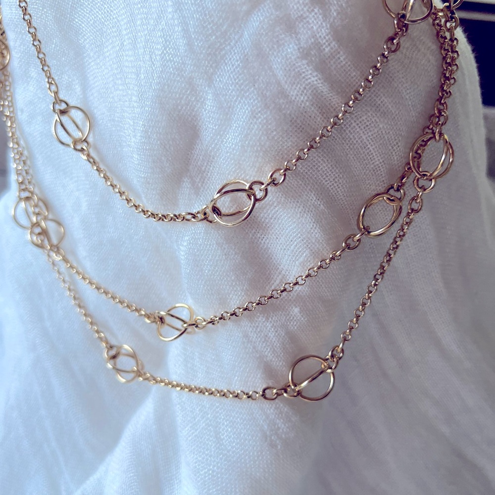 J. Crew Gold Globe Station Necklace 52" Long